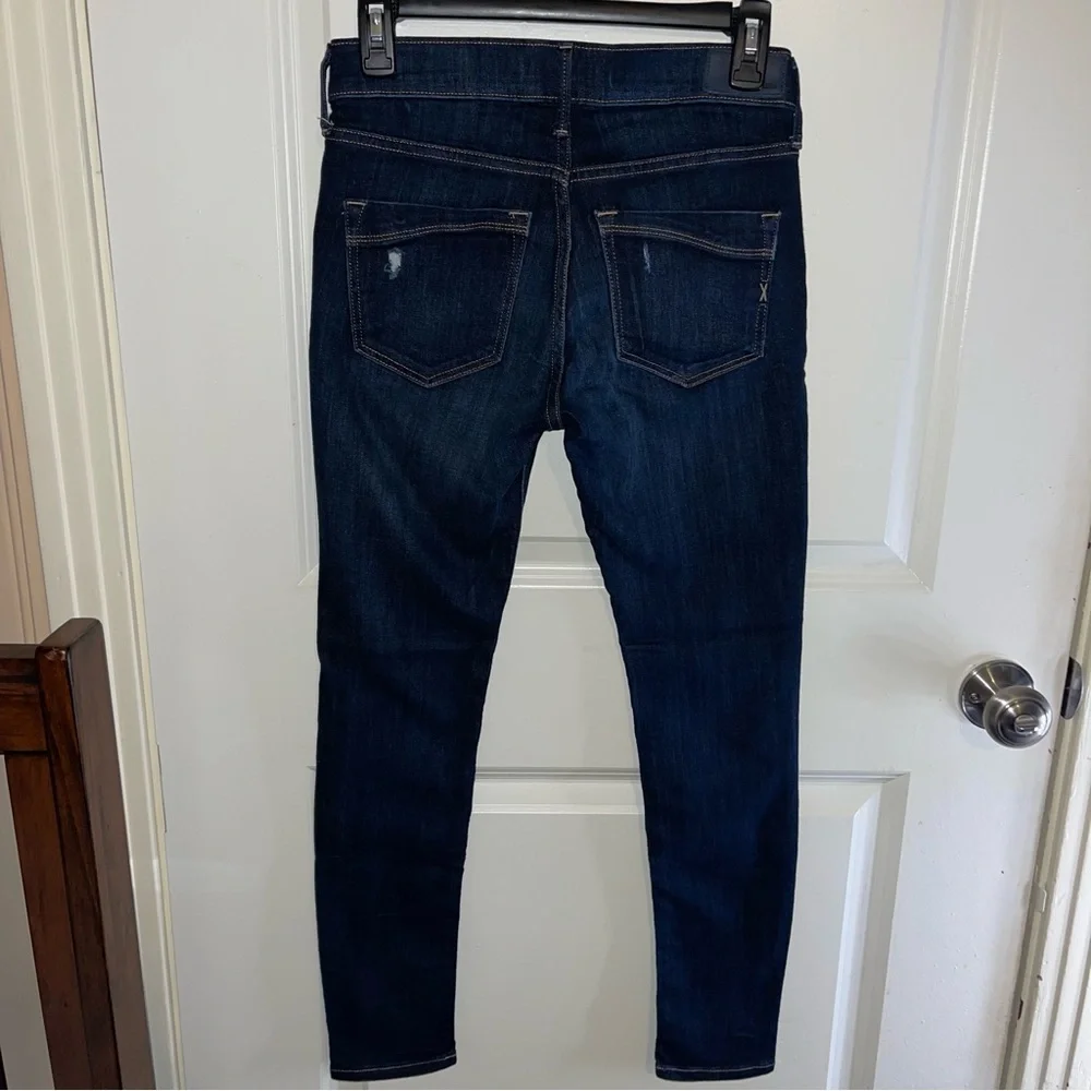 Express Dark Wash Ripped Mid Rise Legging - Picture 4 of 7